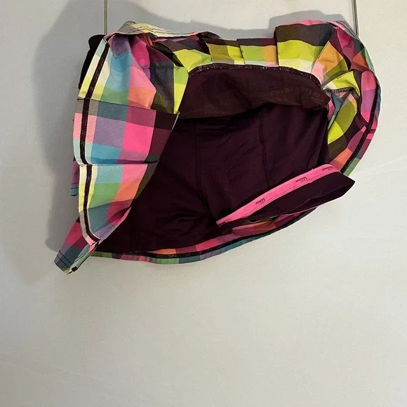 LULULEMON Pace Setter Skirt sea check plaid plum pink size 6 - Picture 4 of 12